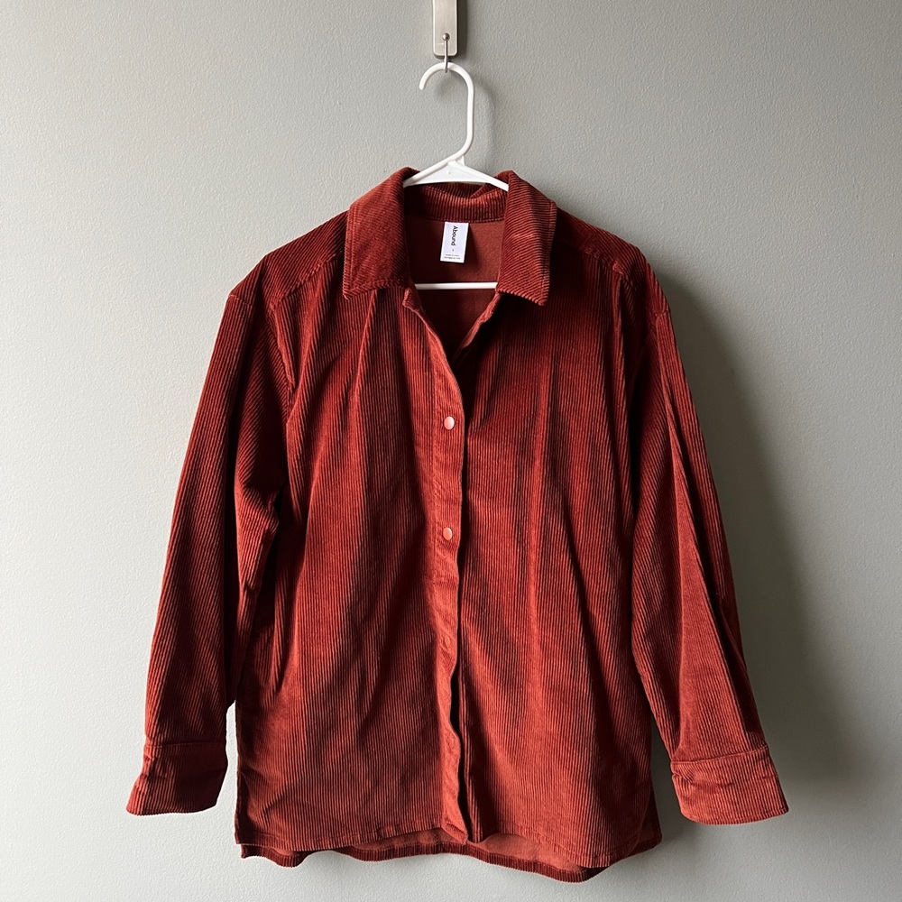 Abound Burnt Orange Corduroy Oversized Shirt Jacket NWOT